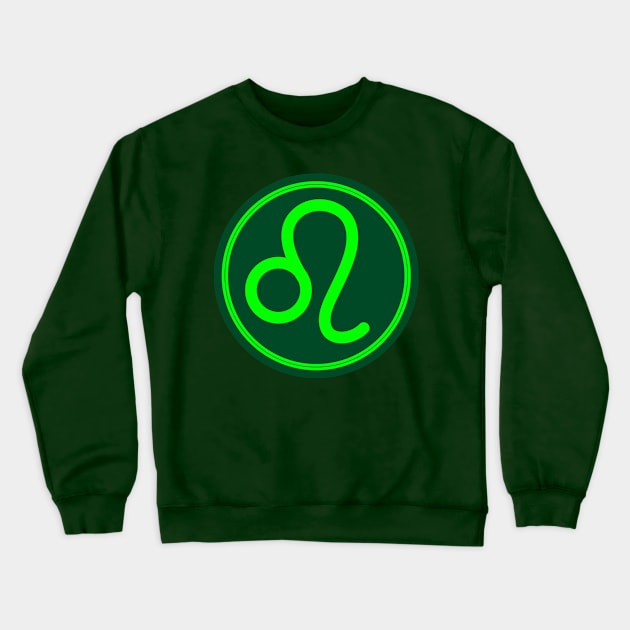 Cool Green Leo Symbol Crewneck Sweatshirt by MysticZodiac